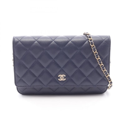 シャネル CHANEL マトラッセ ショルダーバッグ バッグ キャビアスキン(グレインドカーフ) レディース ネイビー系 AP0250 【中古】