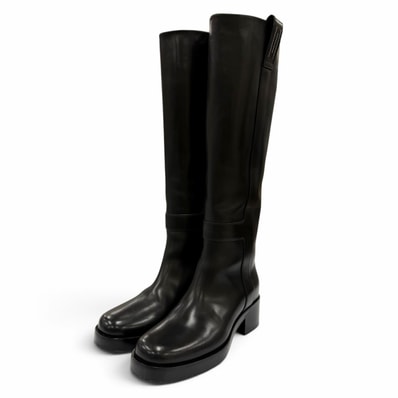 美品 エルメス ロングブーツ Horse ホース ブラック レディース 35