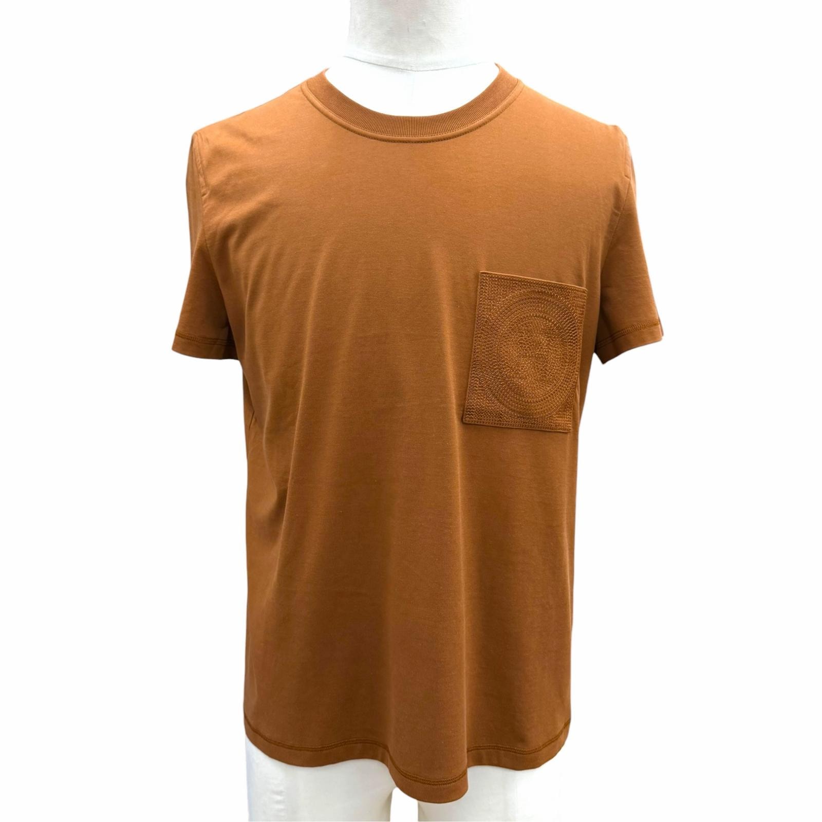 極美品 エルメス 半袖Tシャツ ブラウン メンズ 44 3H4614DL
