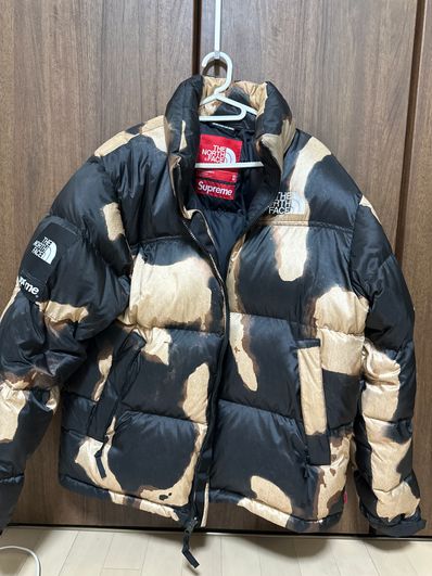 Supreme x The North Face Bleached Denim Print Nuptse Jacket "Black"