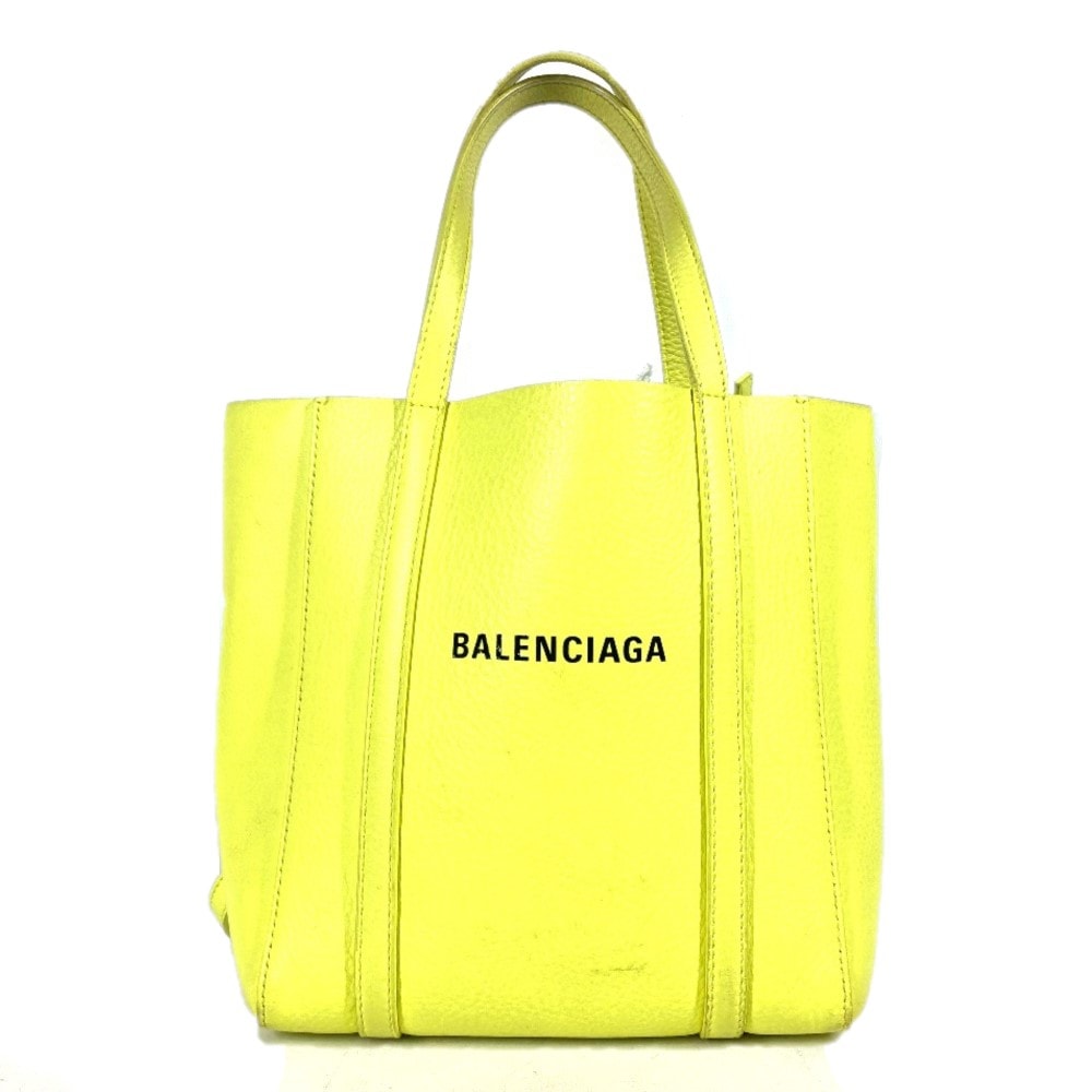 バレンシアガ BALENCIAGA エブリデイ トートバッグ XXS 551815 ロゴ トートバッグ カバン 斜め掛け ショルダーバッグ レザー イエロー