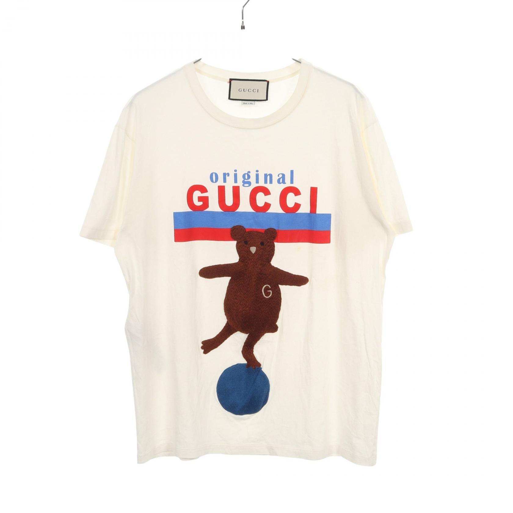グッチ GUCCI ベア 半袖Tシャツ 衣料品 トップス コットン レディース ホワイト系 615044 【中古】