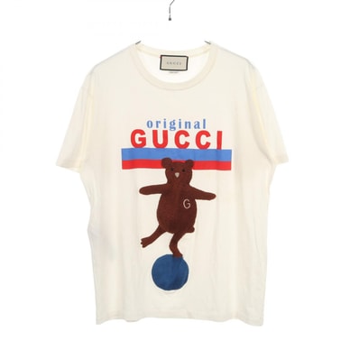 グッチ GUCCI ベア 半袖Tシャツ 衣料品 トップス コットン レディース ホワイト系 615044 【中古】