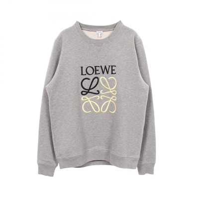 ロエベ LOEWE アナグラム クルーネック スウェット 衣料品 トップス コットン メンズ グレー系 【中古】