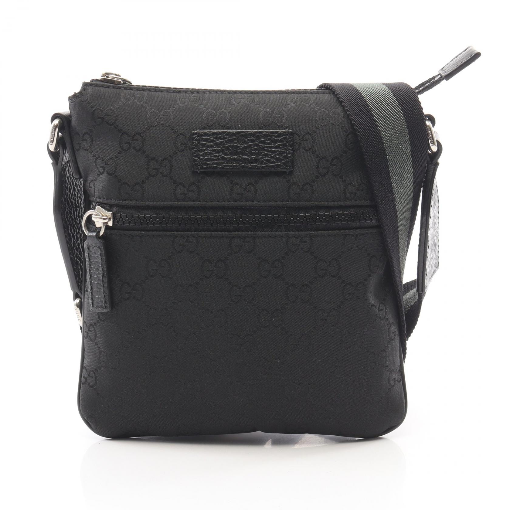 グッチ GUCCI GG柄 ショルダーバッグ バッグ ナイロン レザー メンズ レディース ブラック系 449183 【中古】