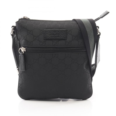 グッチ GUCCI GG柄 ショルダーバッグ バッグ ナイロン レザー メンズ レディース ブラック系 449183 【中古】