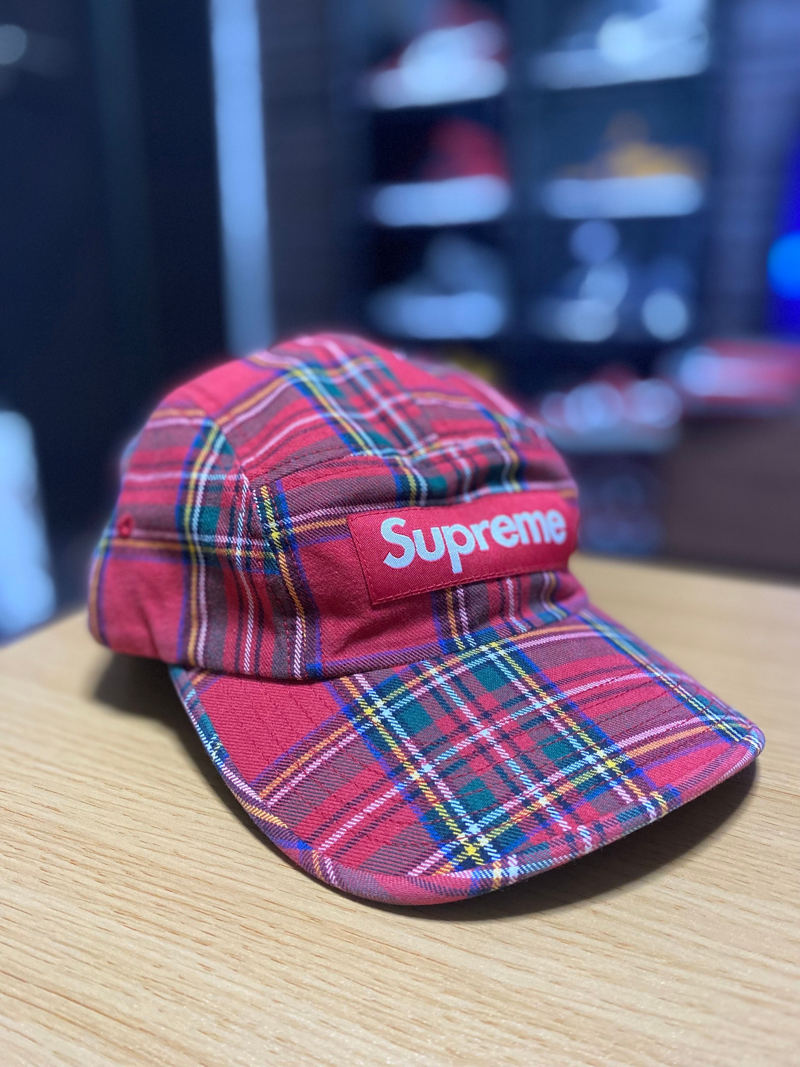 Supreme Washed Chino Twill Camp Cap (20FW) "Red Tartan"
