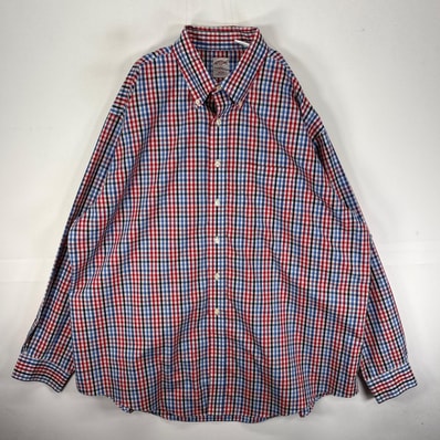 古着 ブルックスブラザーズ Brooks Brothers 長袖シャツ ボタンダウン 胸ポケット 2XL レッド系 チェック メンズ