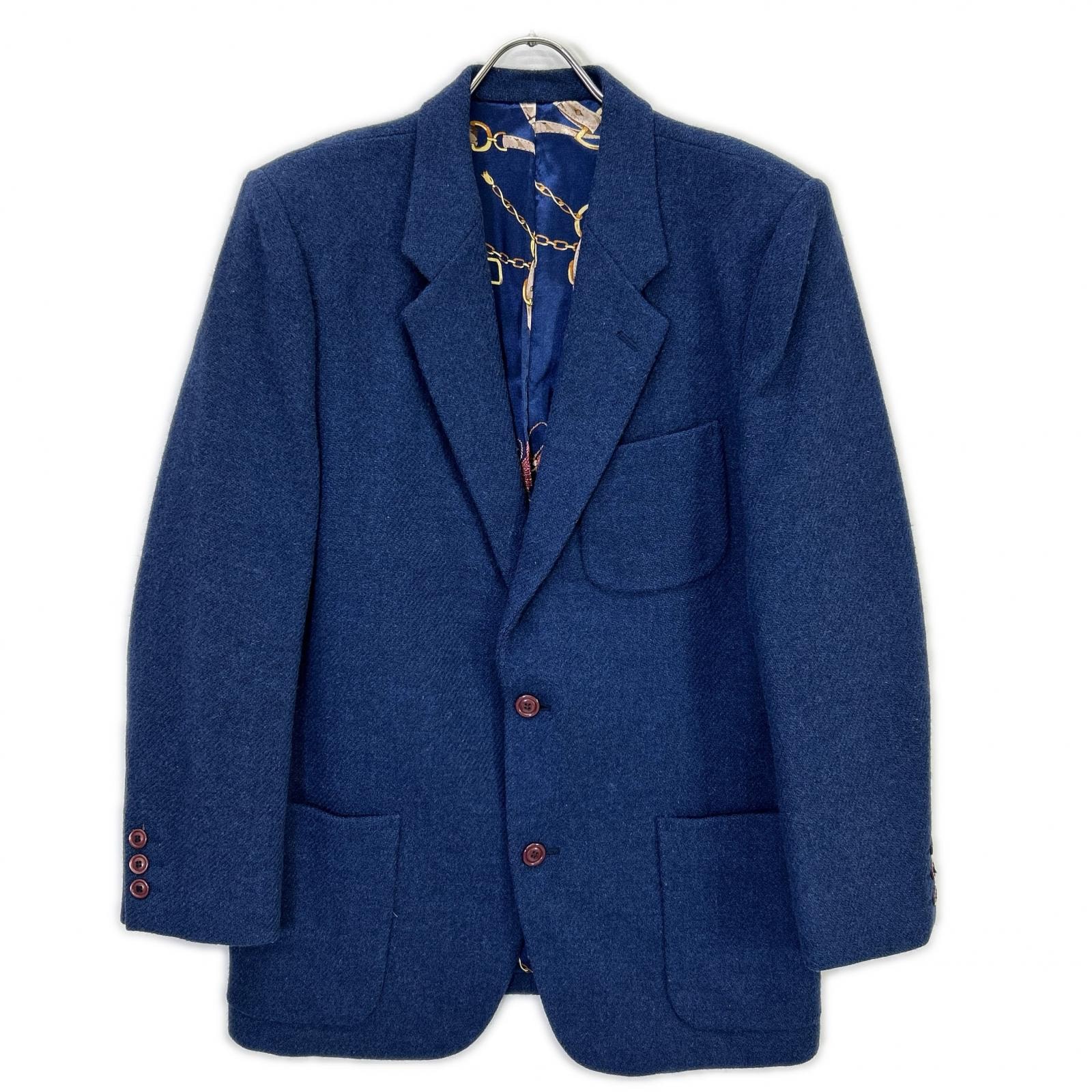 イッセイミヤケメン 80s ブルー 裏地総柄 ジャケット 筆タグ M