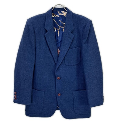 イッセイミヤケメン 80s ブルー 裏地総柄 ジャケット 筆タグ M