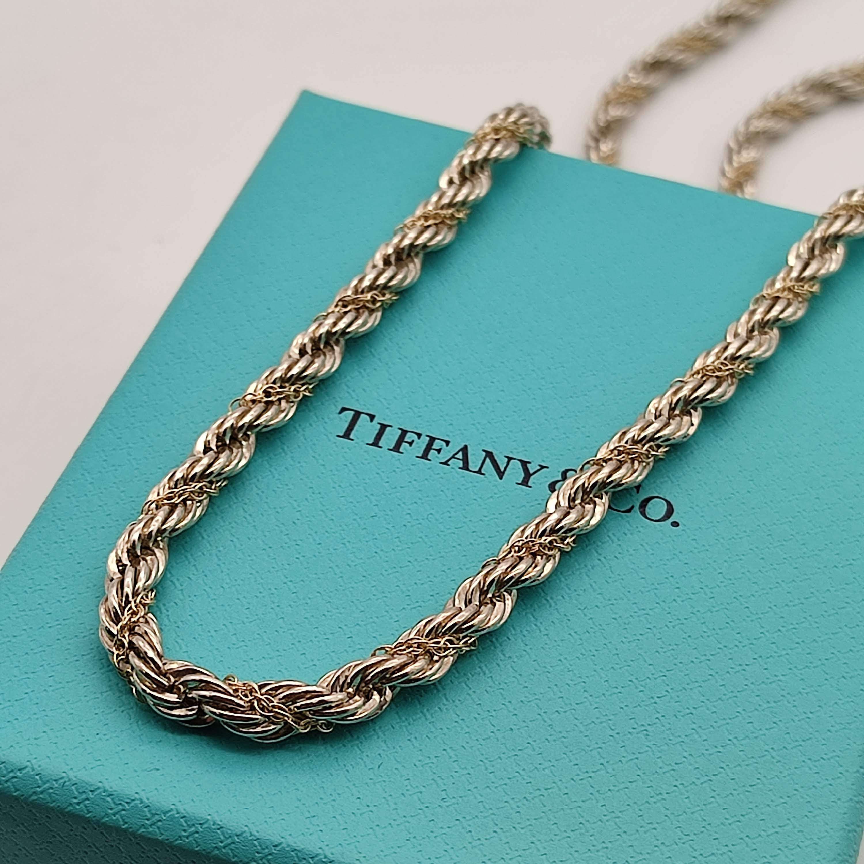 【美品】Tiffany ティファニー チェーンネックレス Ag925xK14