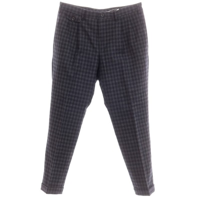 【中古】ジャーナルスタンダード JOURNAL STANDARD ストレッチ ウール チェック カジュアルスラックスパンツ ネイビーxグレー【サイズL】【メンズ】