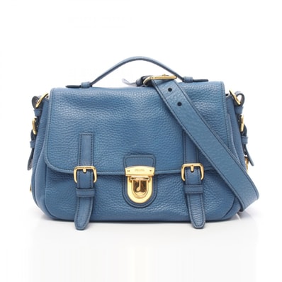 プラダ PRADA 2WAY ハンドバッグ バッグ レザー レディース ブルー系 【中古】