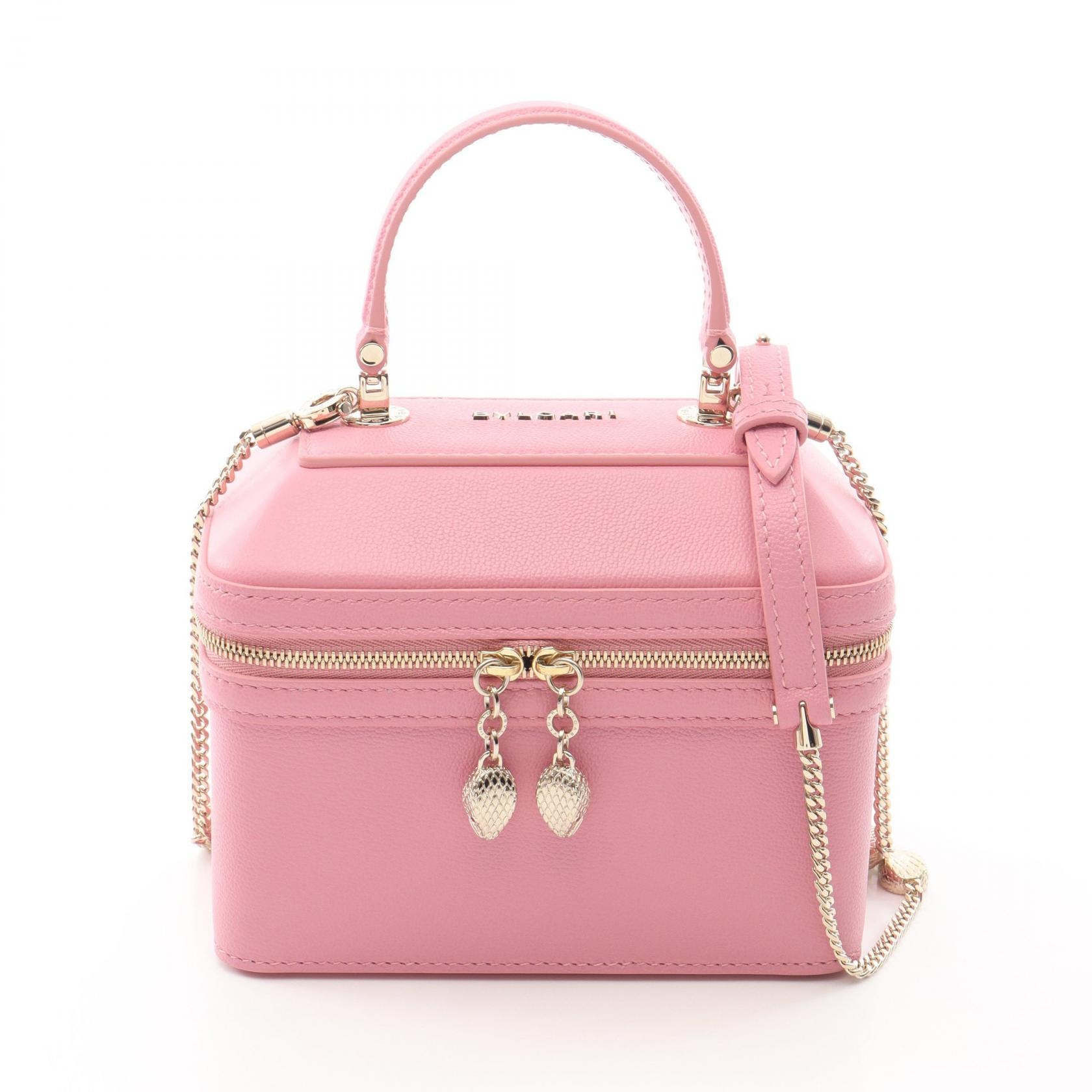 ブルガリ BVLGARI セルペンティ ジュエリーボックス ハンドバッグ バッグ レザー レディース ピンク系 【中古】