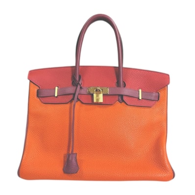 エルメス パーソナルオーダー バーキン35 ハンドバッグ トリヨンクレマンス オレンジ レディース HERMES 中古