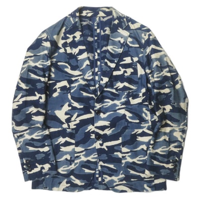 SOPHNET. ソフネット 日本製 INDIGO CAMOUFLAGE 2 BUTTON JACKET インディゴカモフラージュ2Bジャケット SOPH-160041 S ブルー テーラード アンコン アウター j3772