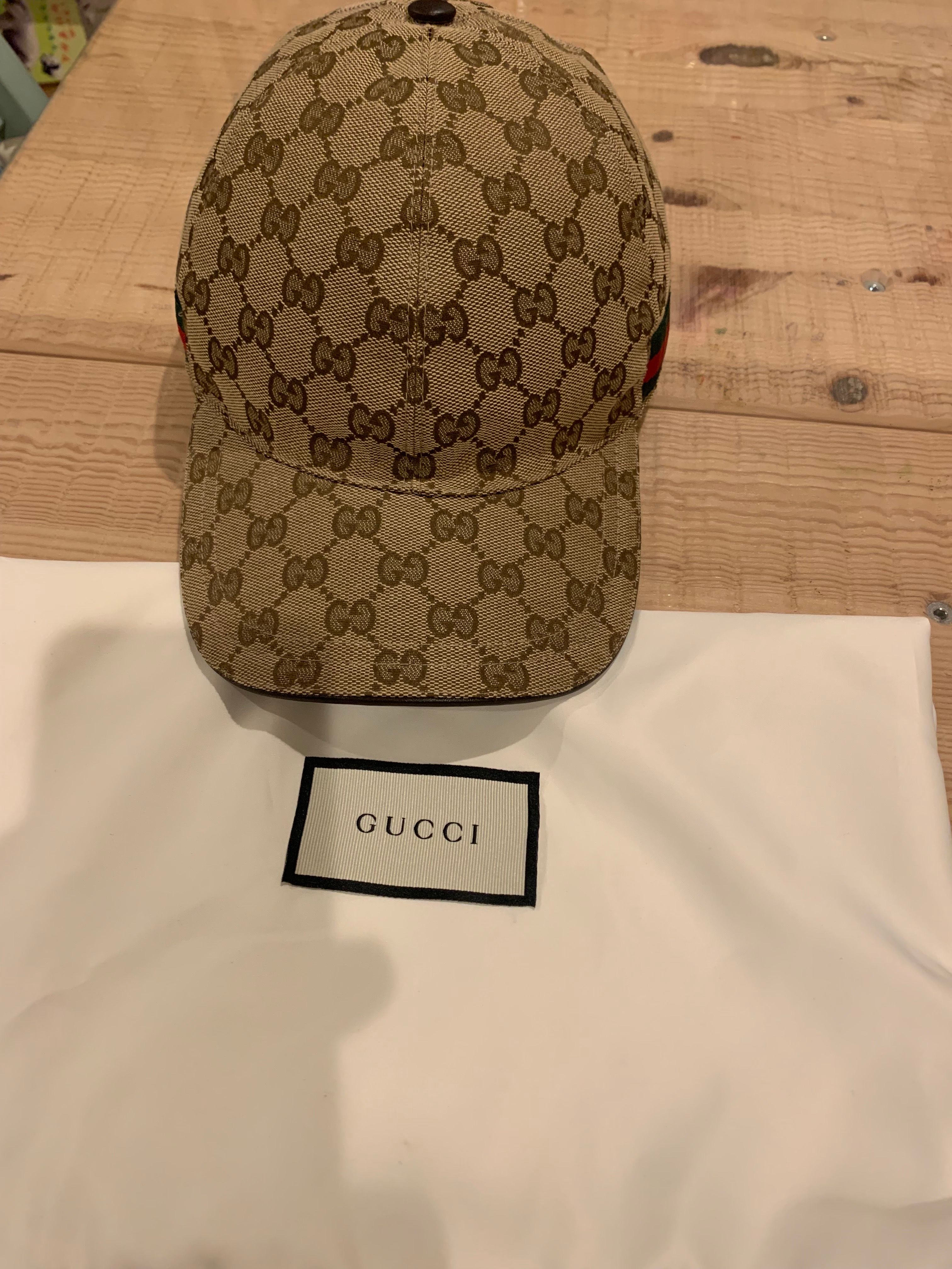 GUCCI Original GG Canvas Baseball Hat With Web "Beige/Ebony"