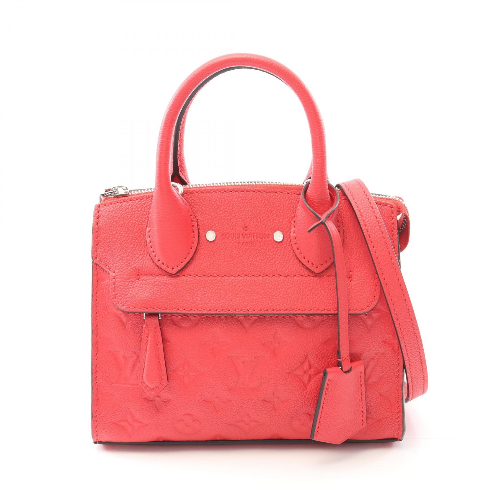 ルイ・ヴィトン LOUIS VUITTON ポンヌフMINI ハンドバッグ バッグ レザー モノグラム・アンプラント スリーズ レディース レッド系 M41744 【中古】