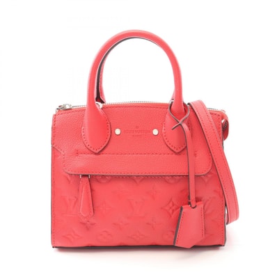 ルイ・ヴィトン LOUIS VUITTON ポンヌフMINI ハンドバッグ バッグ レザー モノグラム・アンプラント スリーズ レディース レッド系 M41744 【中古】