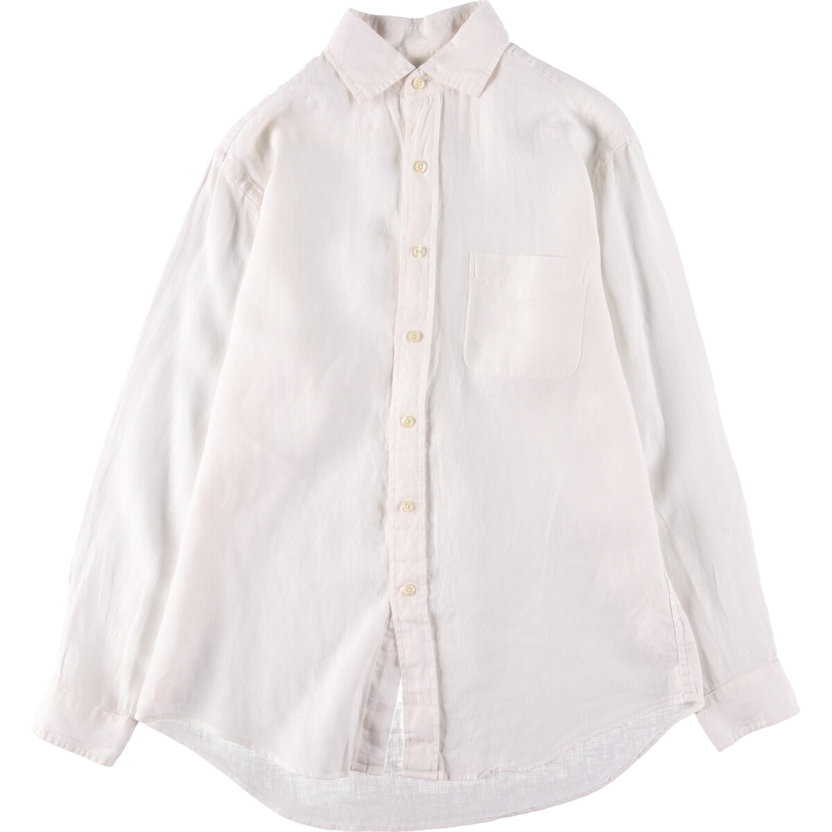 古着 ブルックスブラザーズ Brooks Brothers Est.1818 REGULAR FIT ワイドカラー 長袖 リネンシャツ メンズM相当/eaa540732