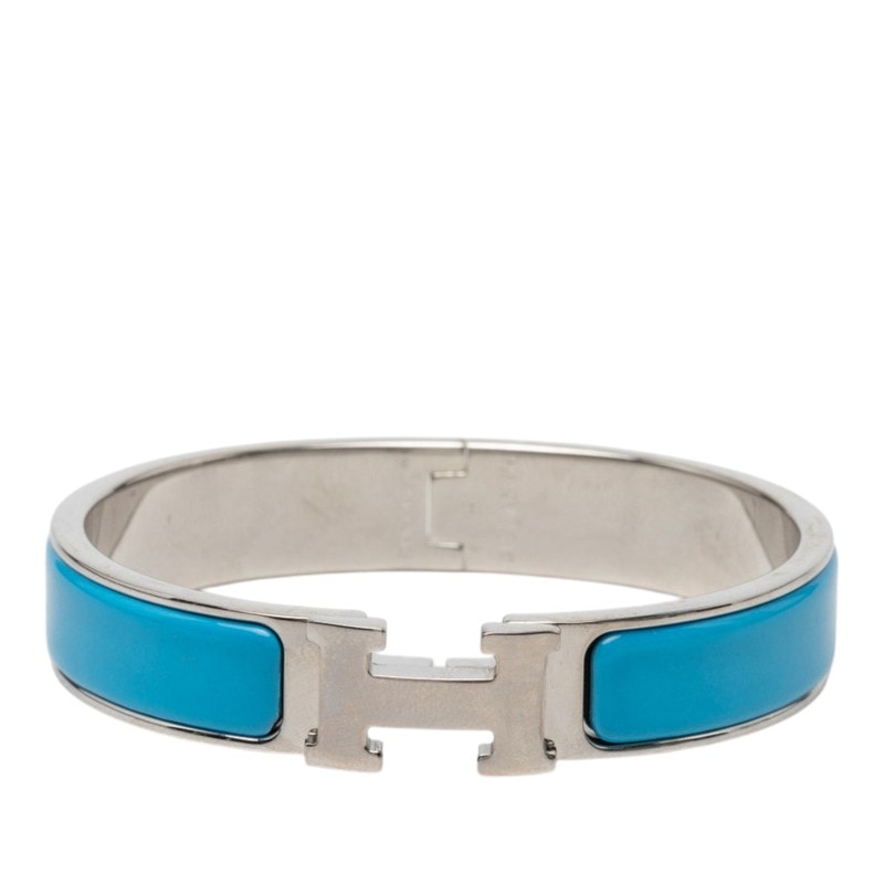 エルメス クリックH PM エナメルブレスレット バングル シルバー ブルー メタル レディース HERMES 【中古】