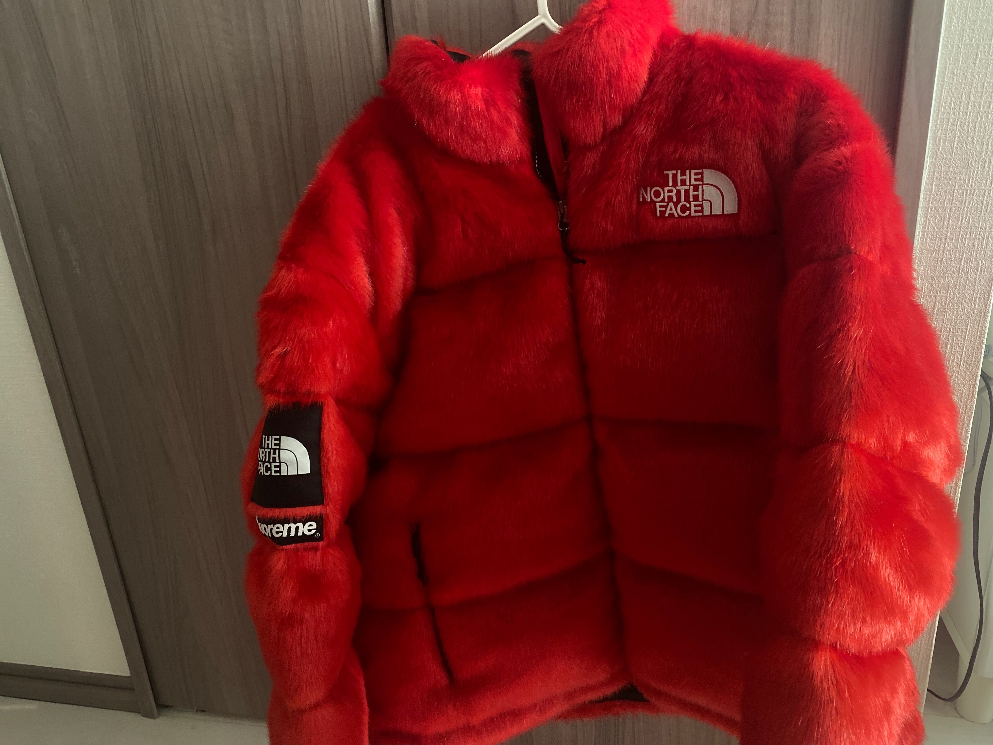 Supreme x The North Face Faux Fur Nuptse Jacket "Red"
