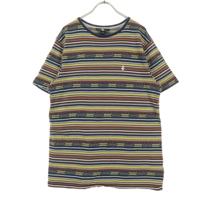 VOLCOM ボルコム ワンポイントロゴ マルチボーダー柄 半袖 Tシャツ S