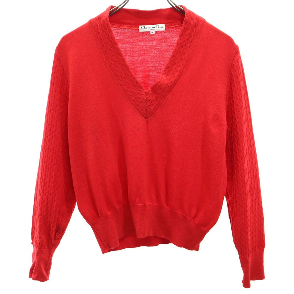 Christian Dior SPORTS クリスチャンディオール スポーツ 90s 長袖 ウール Vネック セーター M レッド オールド ヴィンテージ