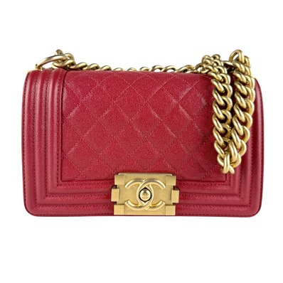 シャネル CHANEL ショルダーバッグ ボーイシャネル キャビアスキンレザー/メタル レッド/ゴールド レディース【中古】 z9443