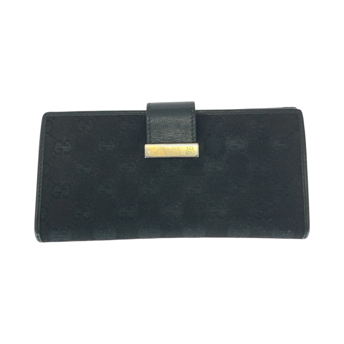 GUCCI グッチ ブラック 黒 ゴールド金具 GGキャンバス 長財布 ロングウォレット 506219 【中古】