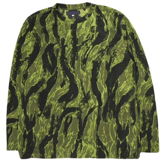 Needles Sportswear ニードルス スポーツウェア 日本製 LS Crew Neck Tee - Poly Fleece フリースプルオーバー FK266 S Tiger Camo Stripe トレーナー カモフラージュ トップス g16257