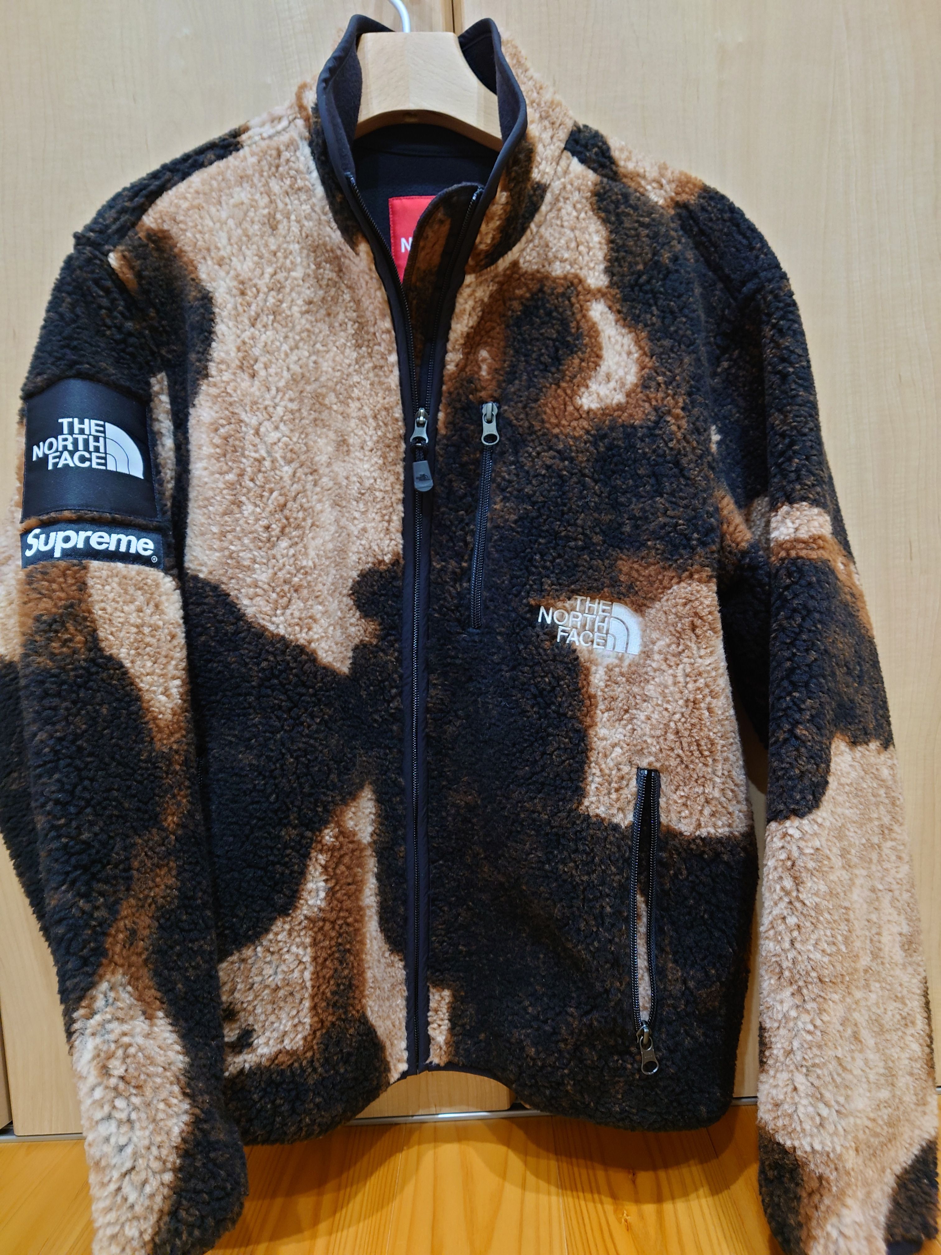 Supreme x The North Face Bleached Denim Print Fleece Jacket "Black"
