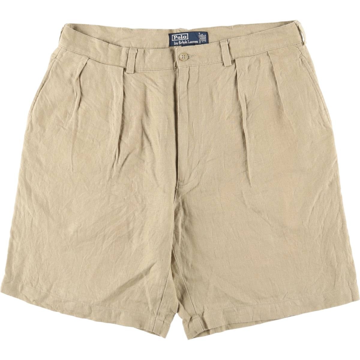 古着 ラルフローレン Ralph Lauren POLO by Ralph Lauren TYLER SHORT ツータック リネンショーツ ショートパンツ メンズw35相当/eaa417702