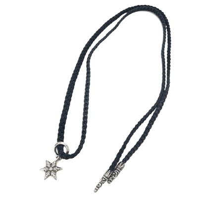 CHROME HEARTS 美品 クロムハーツ STAR スタートップ LEATHER BRAID レザーブレイド ネックレス インボイス・袋付属 シルバー チョーカー チャーム クロム アクセサリー ABランク 中古 鑑定済
