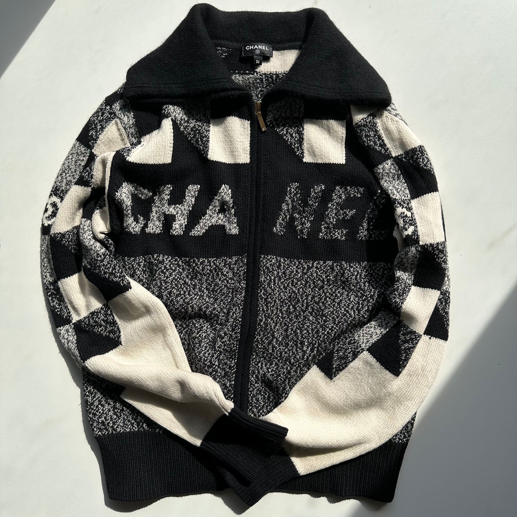 CHANEL ニット カーディガン カシミヤ 100% ココネージュ 白 黒