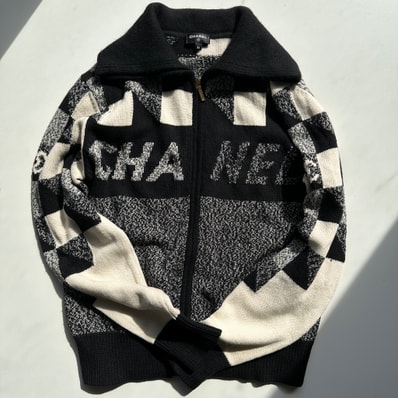 CHANEL ニット カーディガン カシミヤ 100% ココネージュ 白 黒