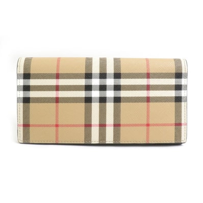 バーバリー BURBERRY 二つ折り長財布 PVCコーティングキャンバス ベージュ系 ユニセックス【中古】 h30779a