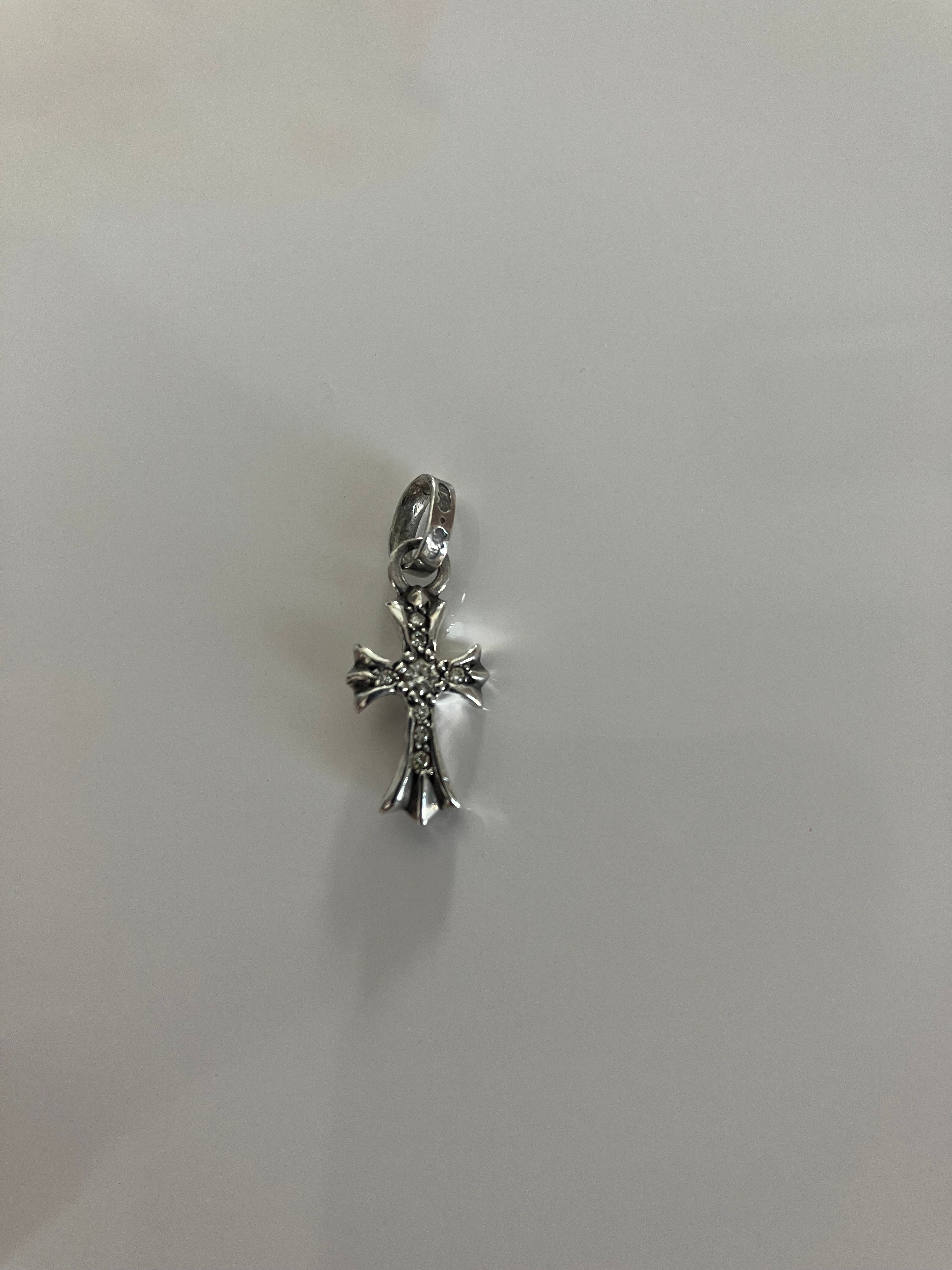 Chrome Hearts Cross Baby Fat Charm Pave Diamond "Silver"