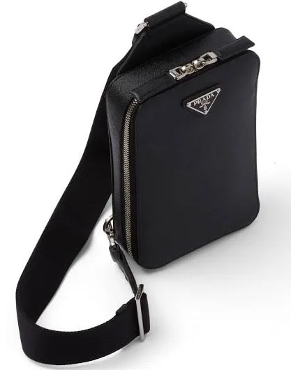 PRADA Brique Saffiano One-Shoulder Bag "Black"