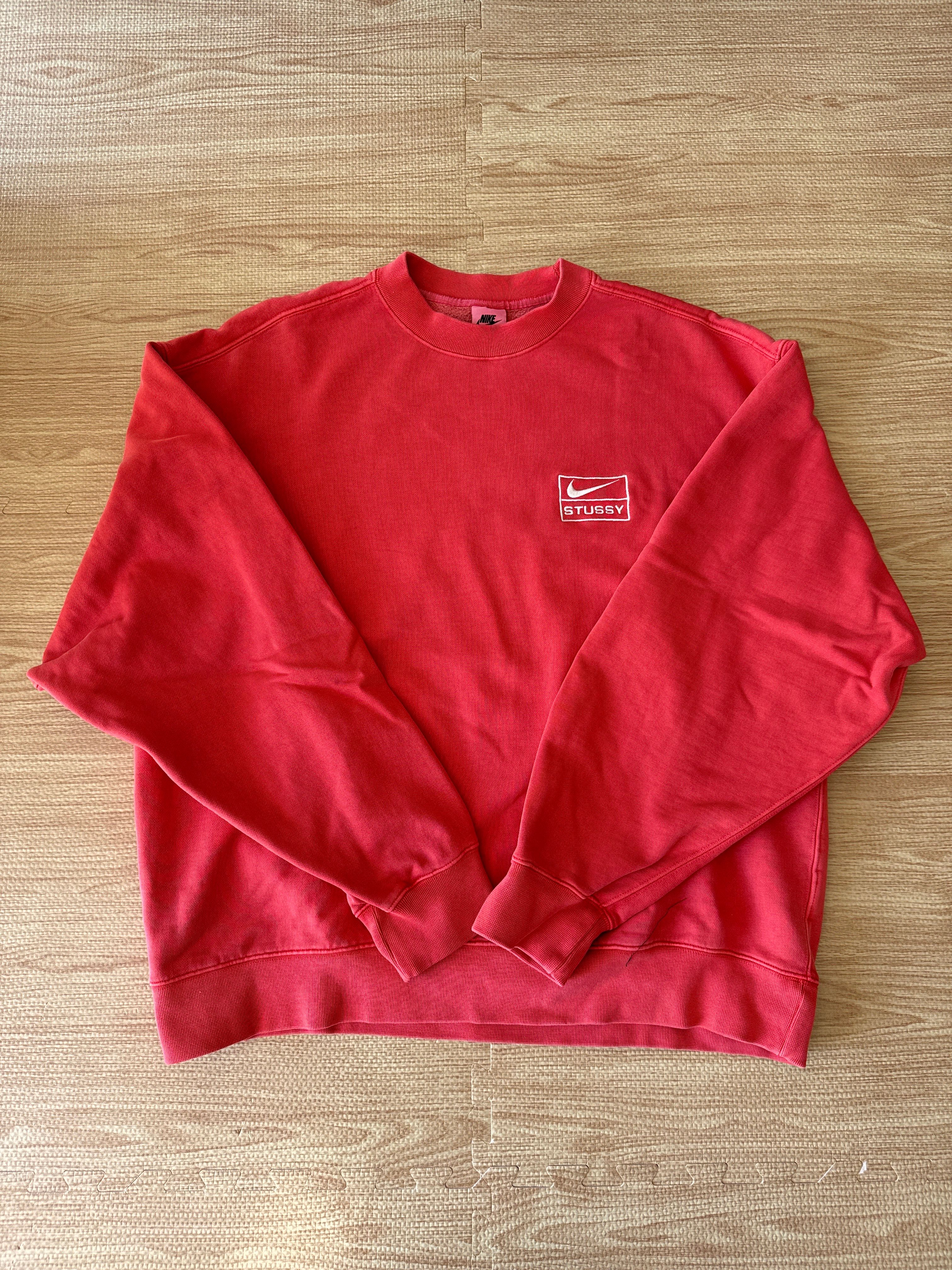 Nike x Stussy Pigment Dyed Fleece Crew (US Size) "Habanelo Red" FQ3015-642