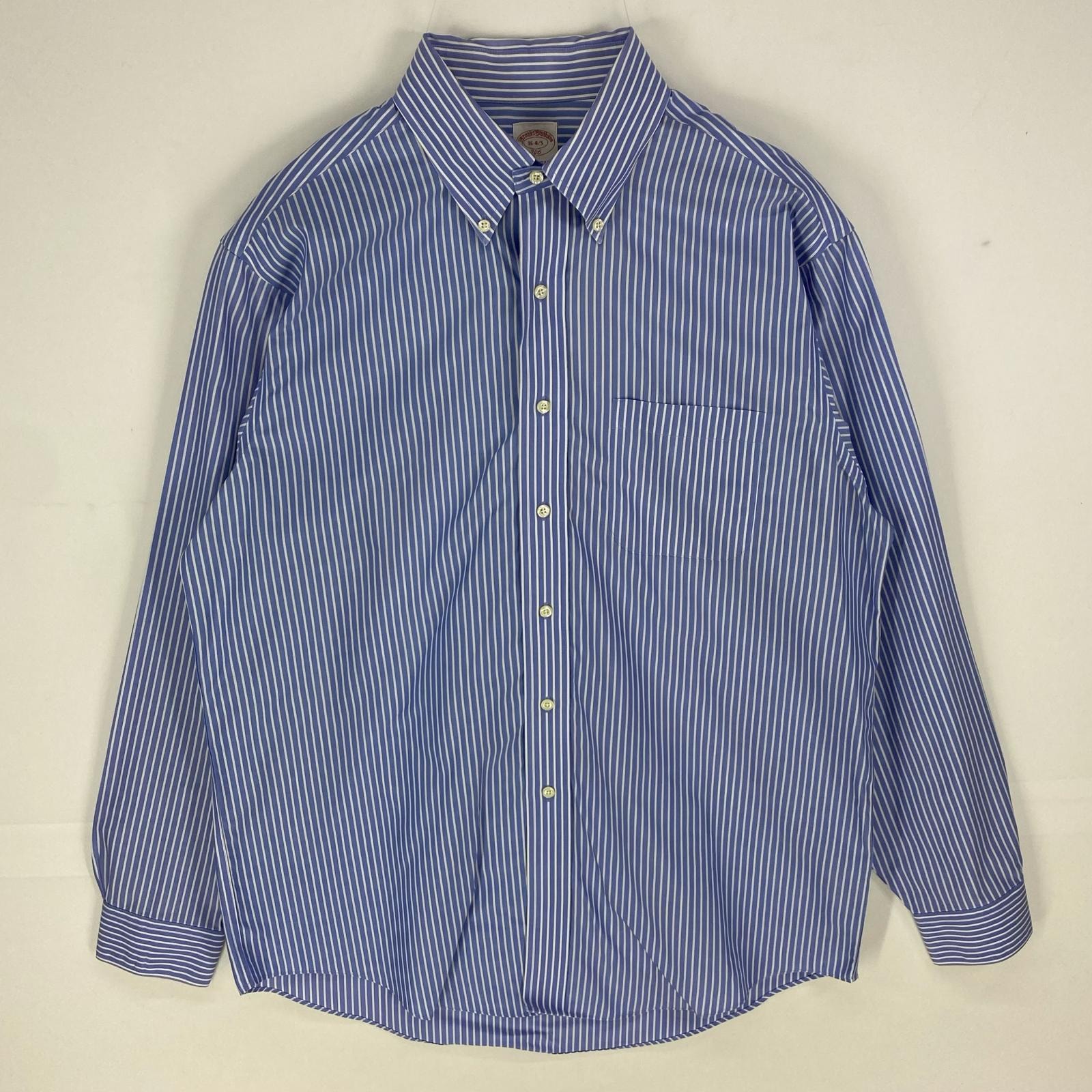 古着 ブルックスブラザーズ Brooks Brothers 長袖シャツ 346 ボタンダウン ロングスリーブ 16  ブルー系 ストライプ メンズ