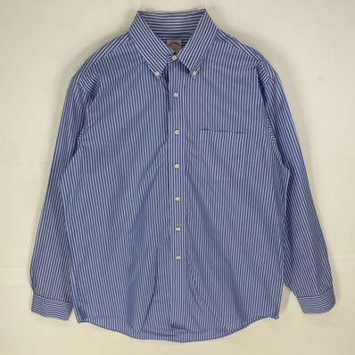 古着 ブルックスブラザーズ Brooks Brothers 長袖シャツ 346 ボタンダウン ロングスリーブ 16 ブルー系 ストライプ メンズ