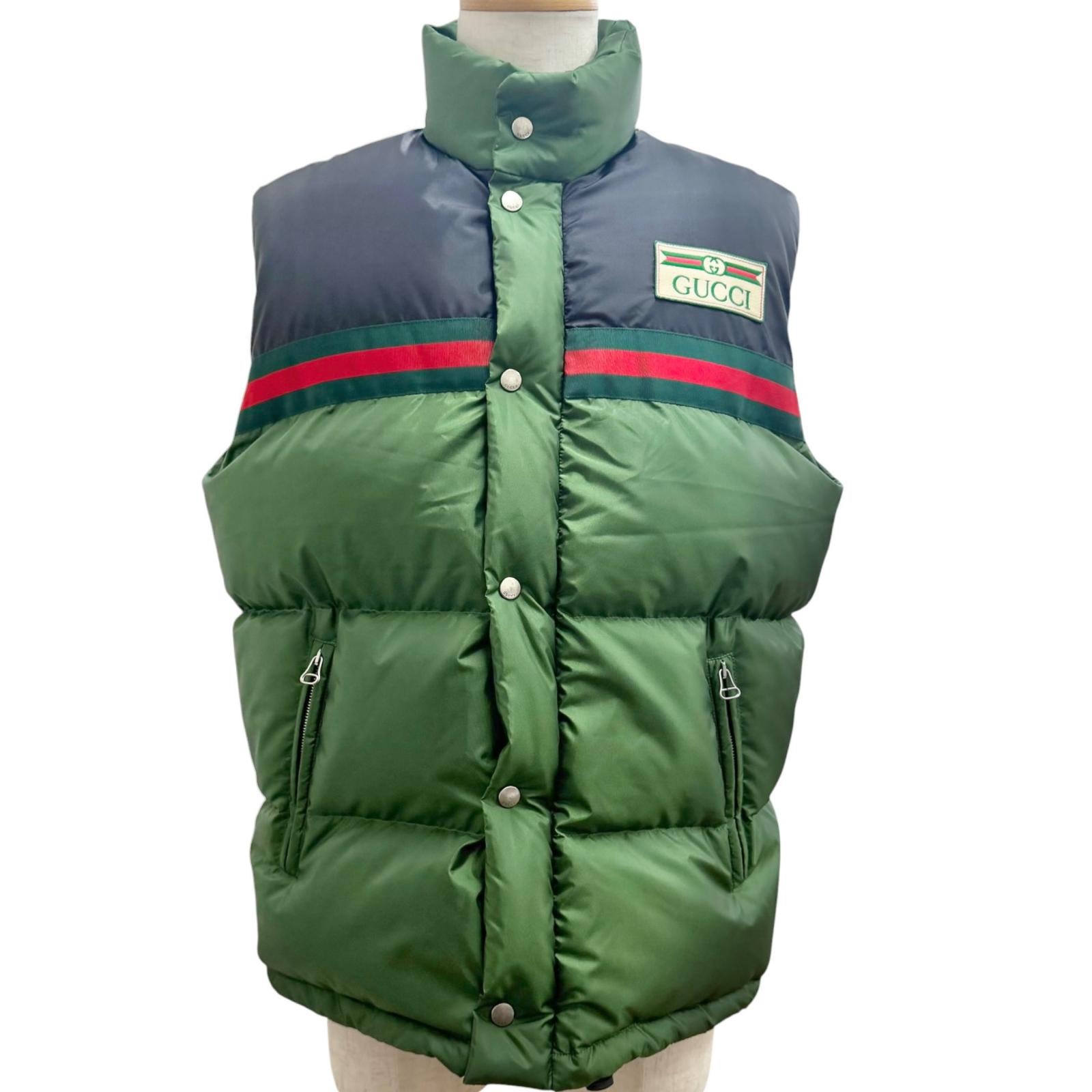 極美品 グッチ ダウンベスト グリーン メンズ 44 698713
