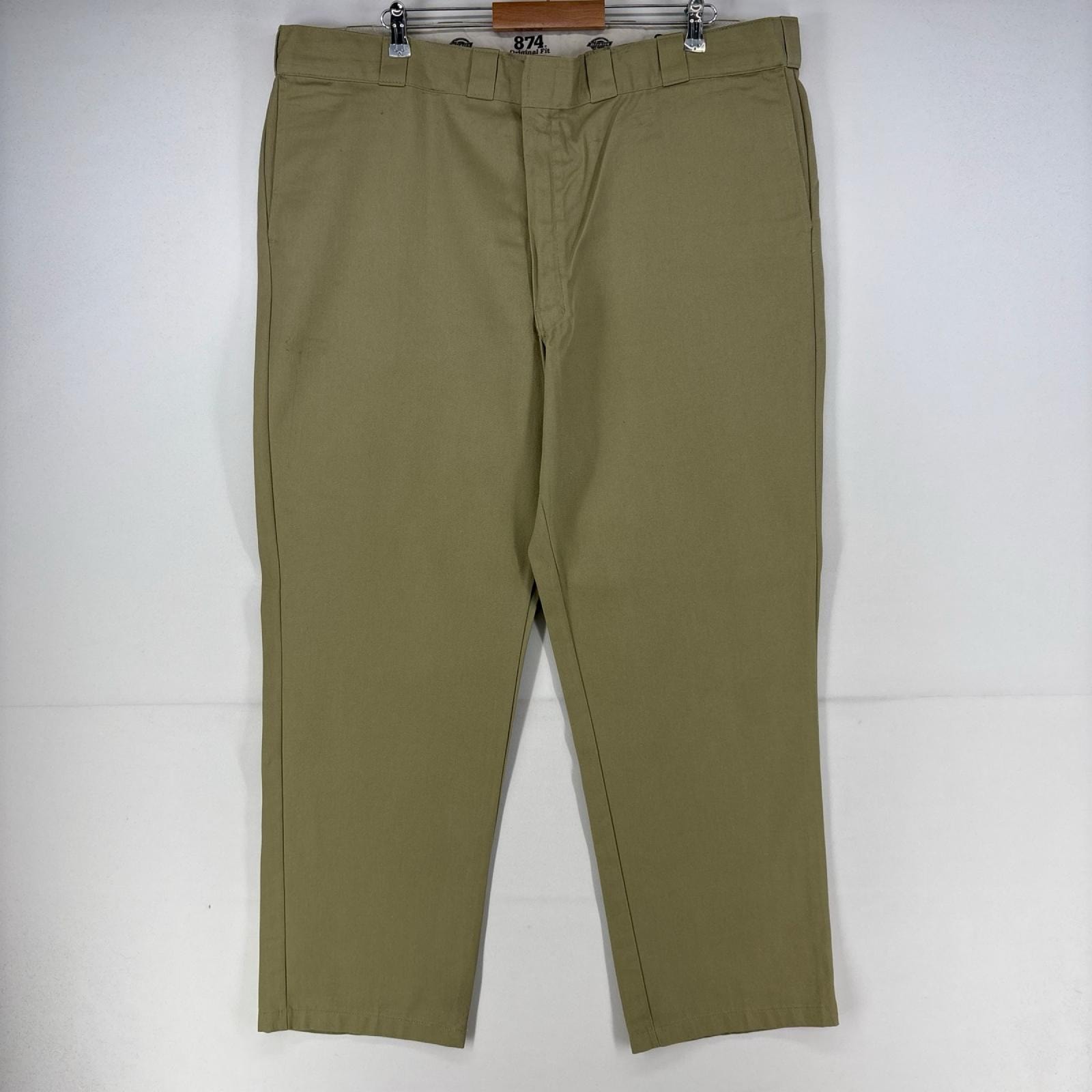 古着 ディッキーズ Dickies パンツ チノパン ストレート ジップ 874 Original Fit ワンポイント 大きいサイズ w46 L32 ベージュ メンズ