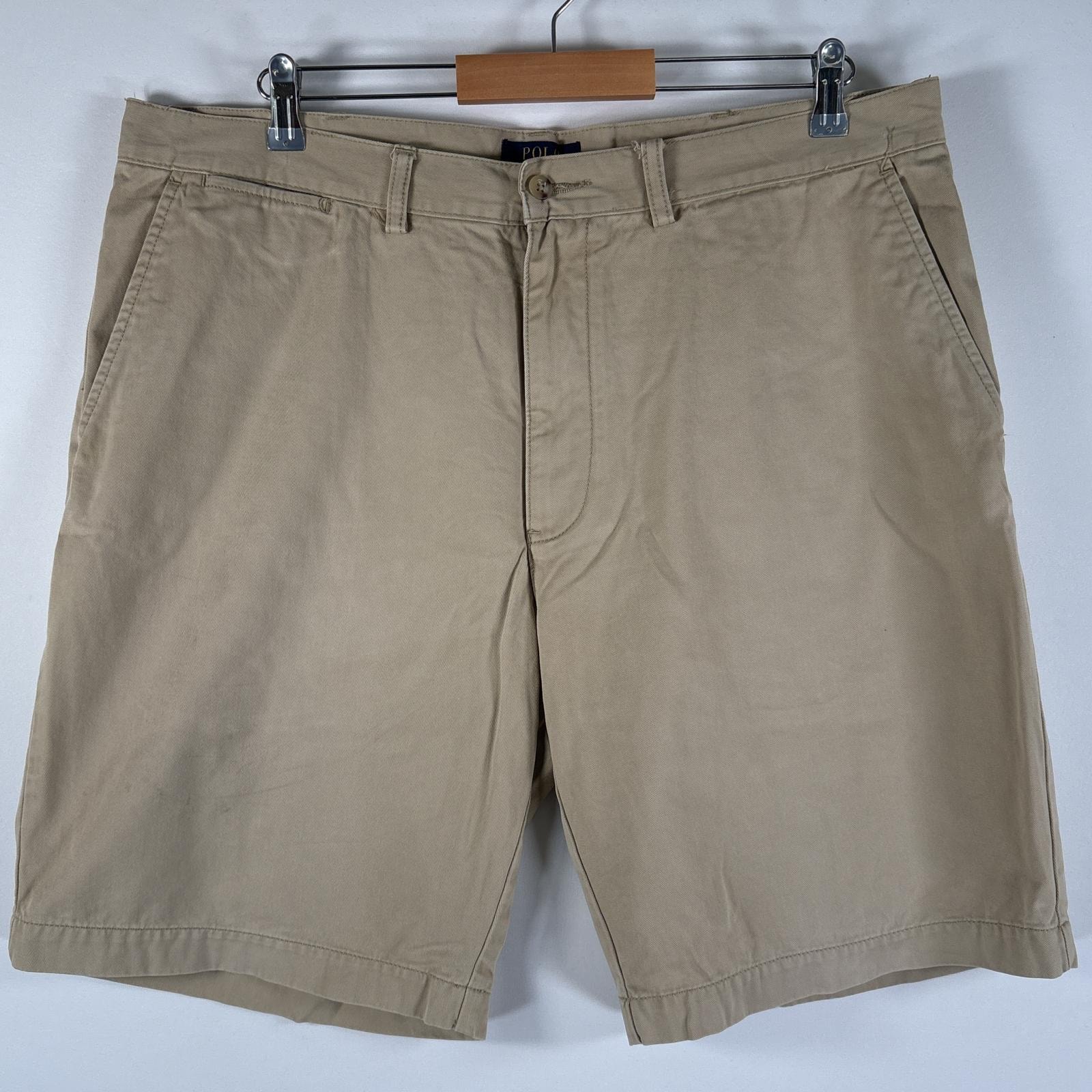 古着 ポロ・ラルフローレン POLO RALPH LAUREN ショートパンツ チノパン ポロチノ 大きいサイズ ワンポイントロゴ w38  ベージュ系 メンズ