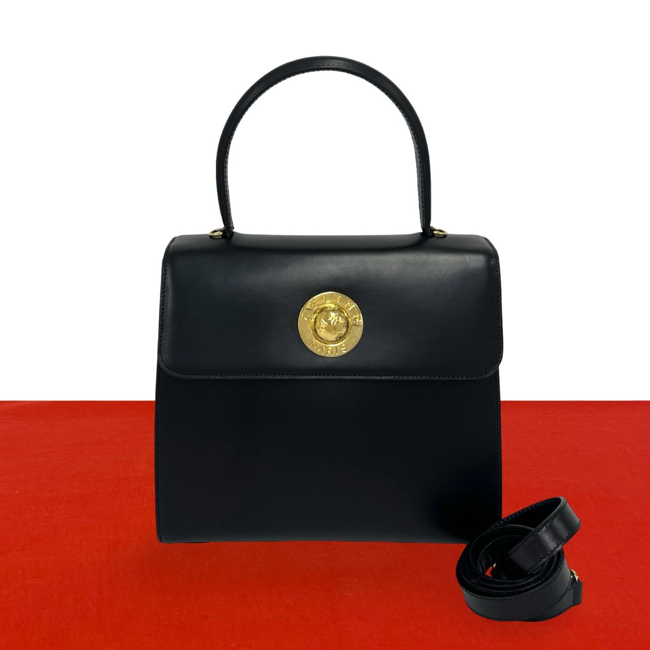 CELINE セリーヌ スターボール ロゴ 金具 レザー ショルダーバッグ ブラック
 26808