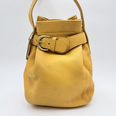 COACH(コーチ)4156 ヴィンテージ 巾着型 ショルダーバッグ レザー イエロー系 ゴールドトーン金具 レディース