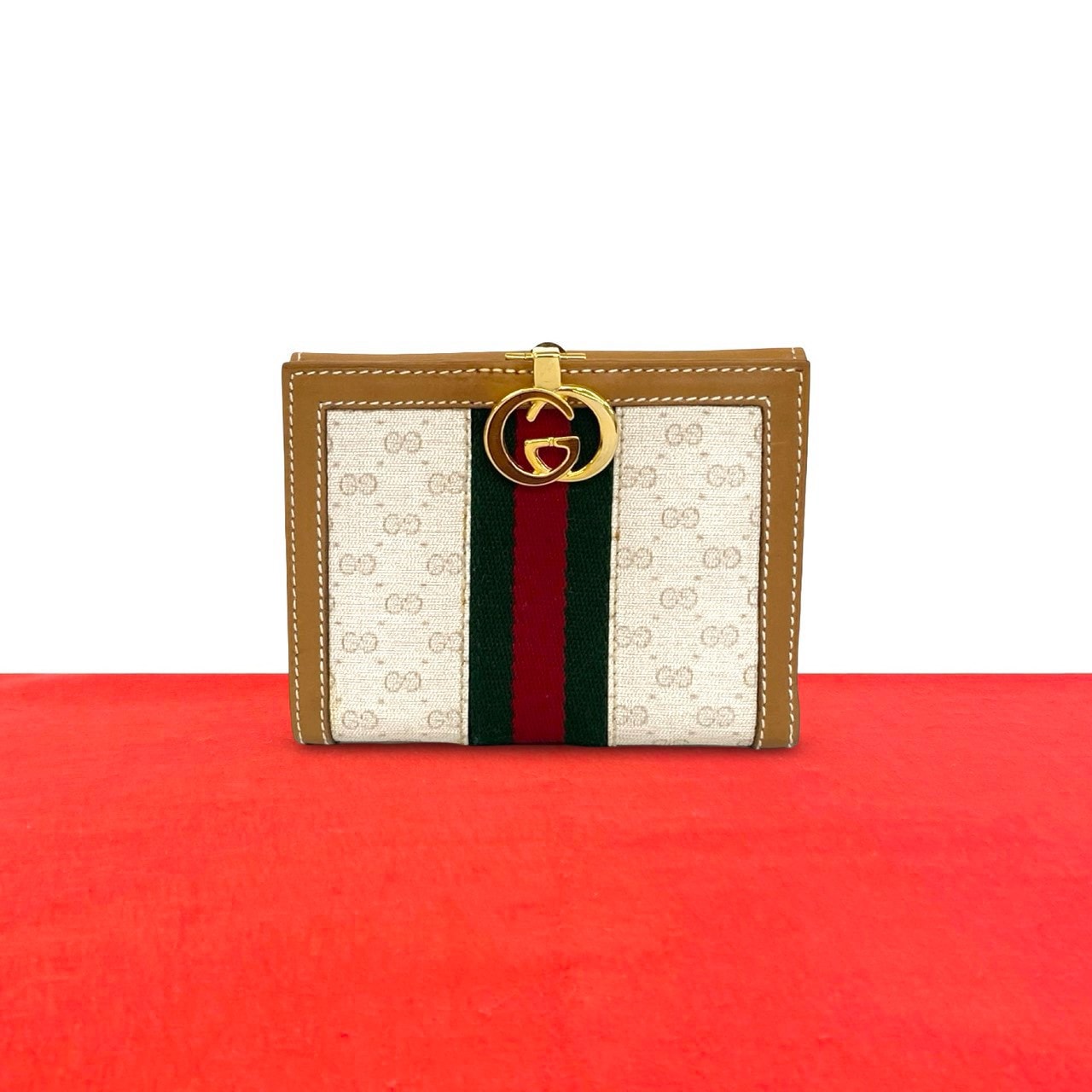 GUCCI グッチ シェリーライン マイクロGG レザー PVC 二つ折り財布 ブラウン
14229