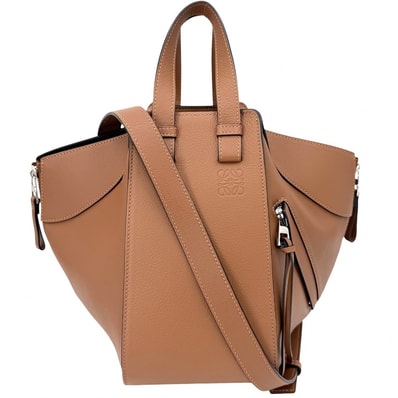 LOEWE ロエベ 2WAY ハンモックバッグ ショルダーバッグ ハンドバッグ 肩掛け 斜め掛け トートバッグ レザー 387.30.S35 カーフ ブラウン 茶 シルバー金具 レディース 美品【中古品】