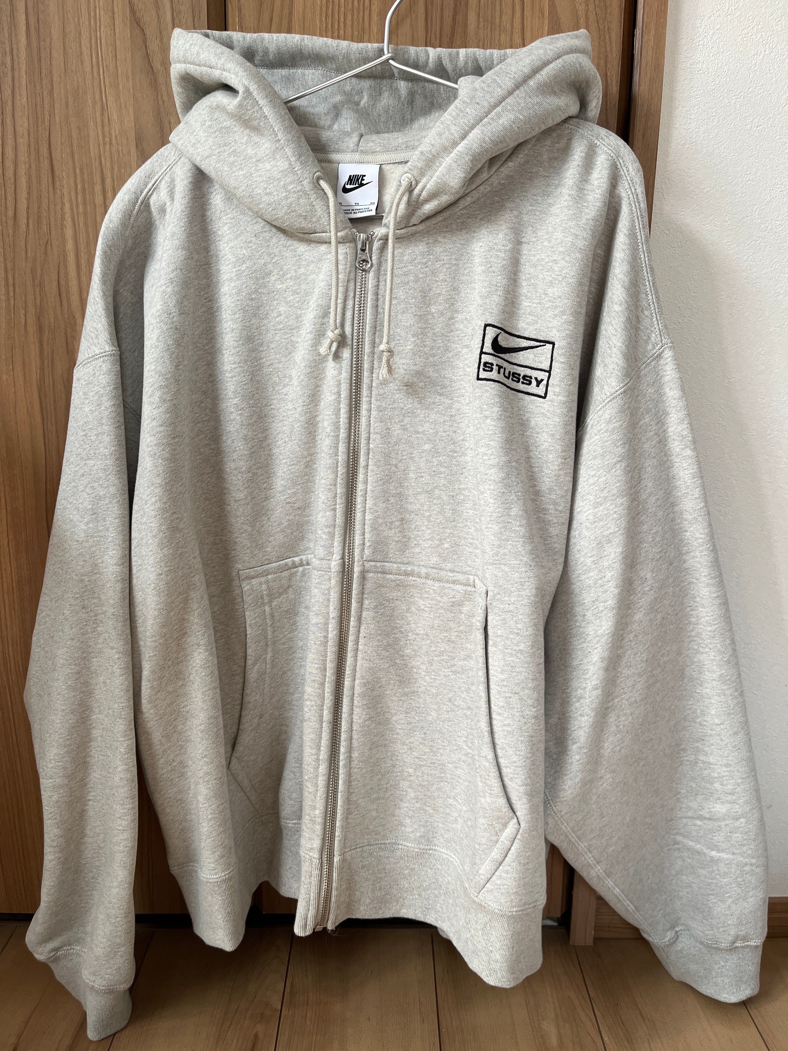 Stussy x Nike Fleece Zip Hoodie "Grey Heather" (US Size) FJ9181-050